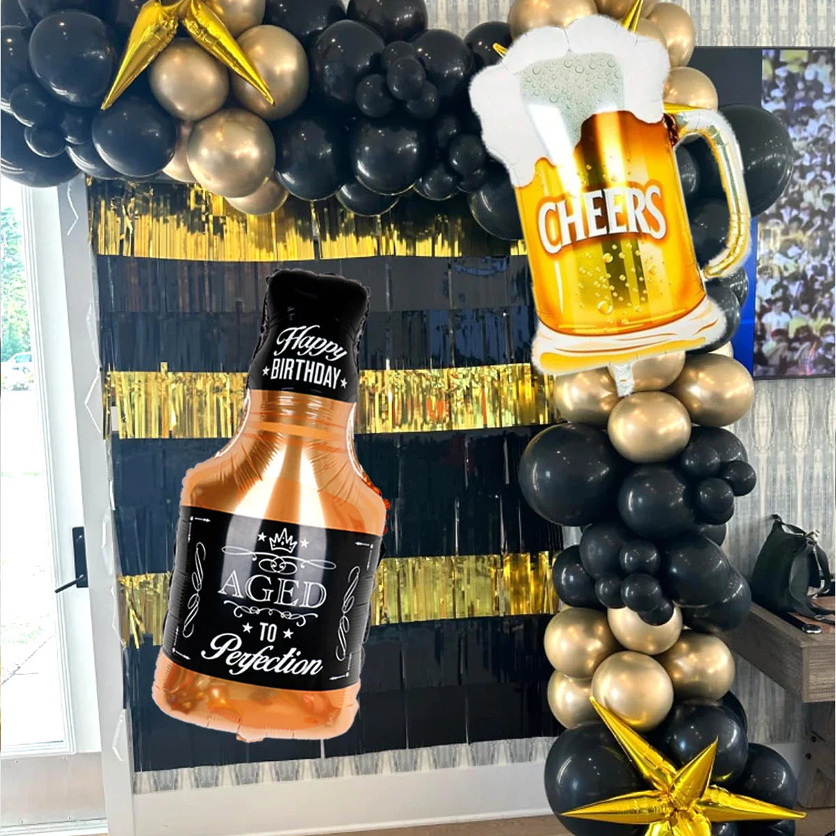 Whiskey beer bottle glass balloons, birthday party, Oktoberfest, bar,