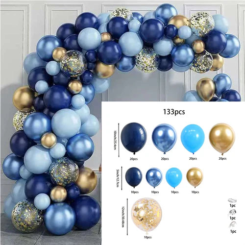 Blue Metallic Balloon Garland Set Gold Balloon Arch Birthday Party