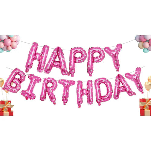 13pcs Birthday Balloon Rose Gold Color Foil Letter Balloons set Happy