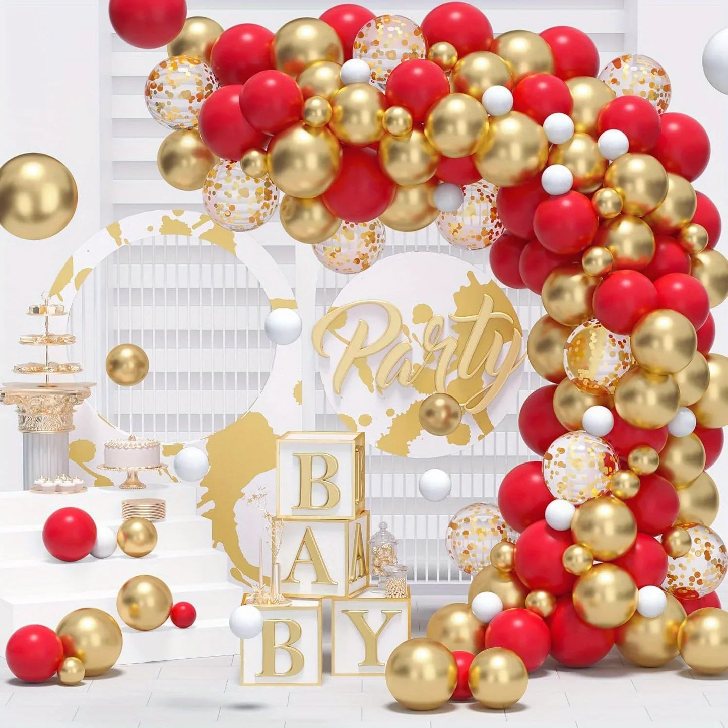 105pcs/Set Red & Gold Balloon Garland Arch Kit for