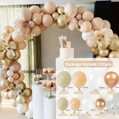 Apricot Coffee Brown Balloons Garland Arch Kit Wedding Birthday Party
