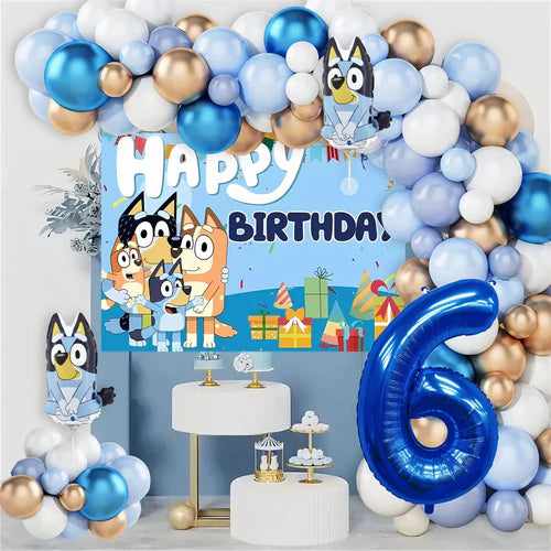 Bluey Birthday Party Decorations Balloon Garland Kit with Bluey Foil