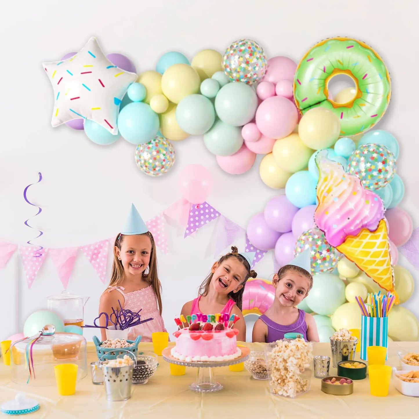 CandyDonut Ice Cream Macaron Colorful Foil Balloon Garland Arch Kit