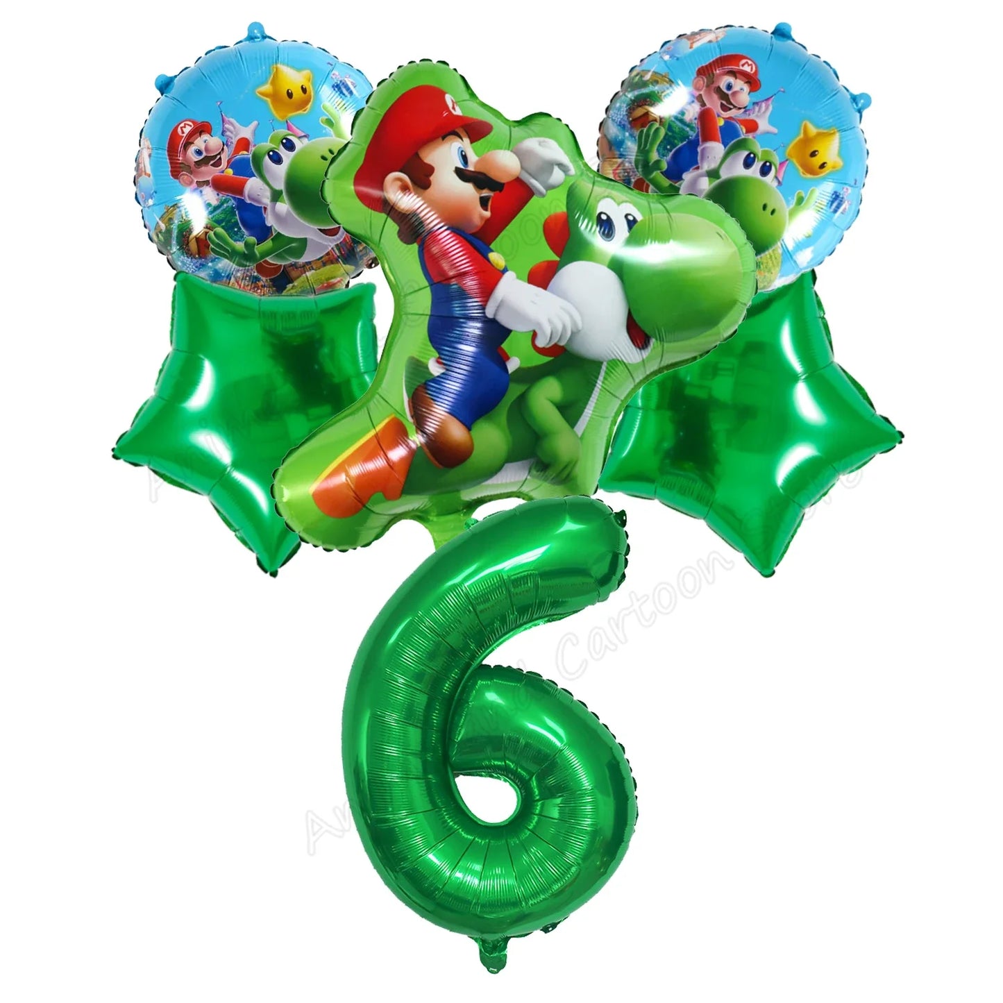 Super Mario Bros Birthday Ballons 6pcs Set Anime Aluminum Foil Balloon Number Balloons Party Decoration Photographic Props Gift