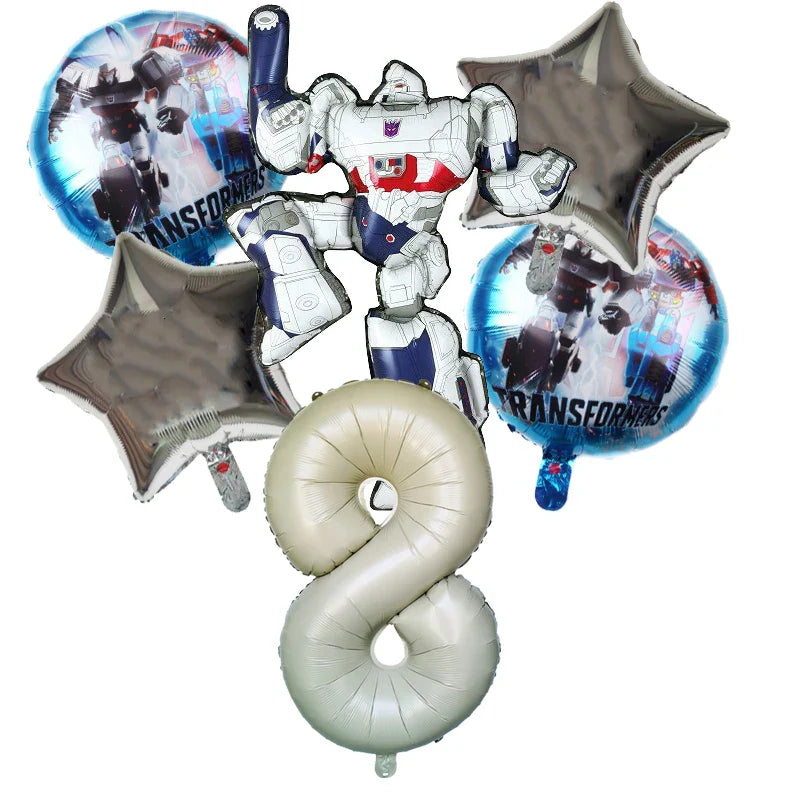 6pcs Transformers Optimus Prime Bumblebee Shaped Theme Aluminum Film Balloon Birthday Set Party Festival Background