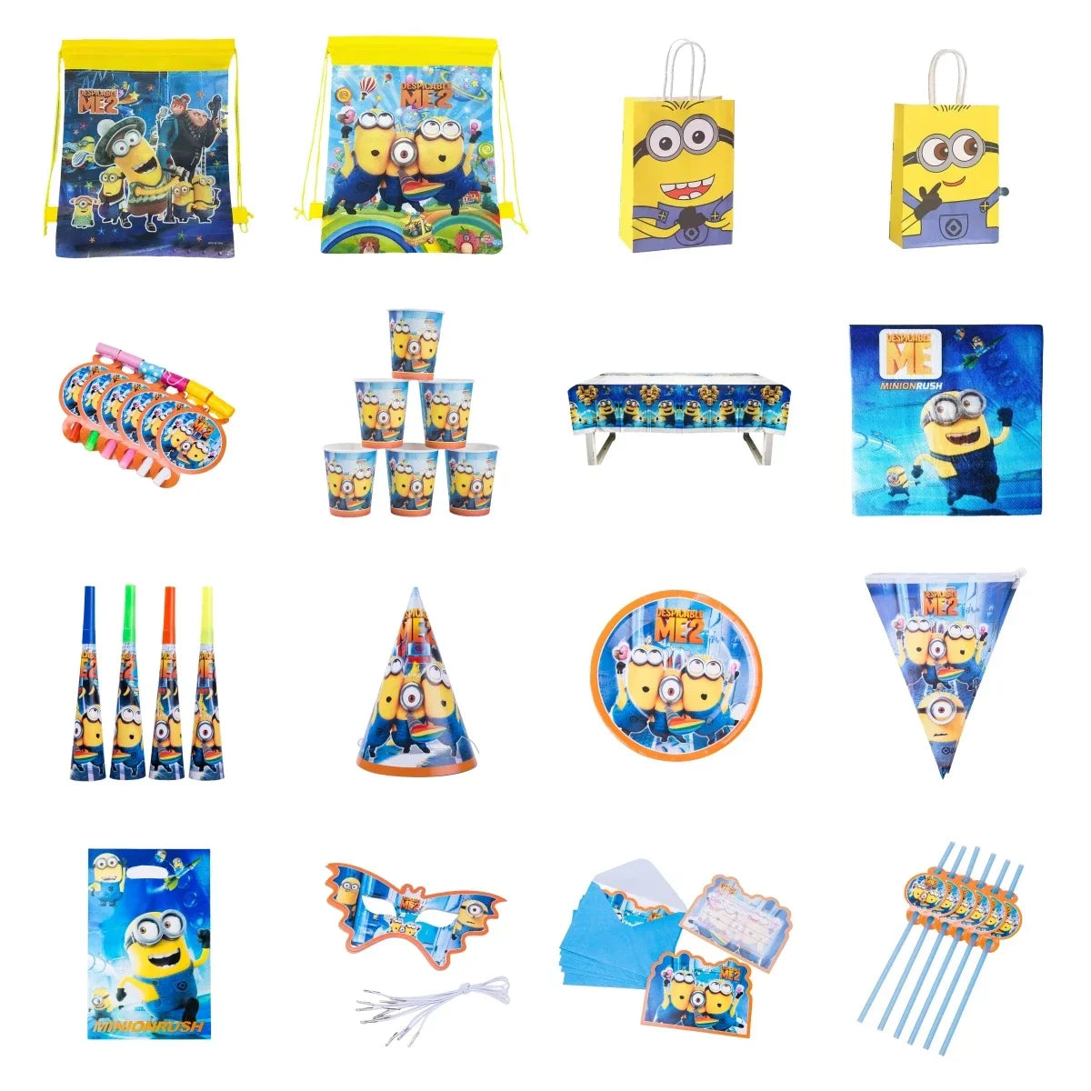 Hot Anime Yellow Birthday Party Baby Shower Balloon Set Disposable Tableware Decoration Supplies Cup Napkin Background Boy Likes