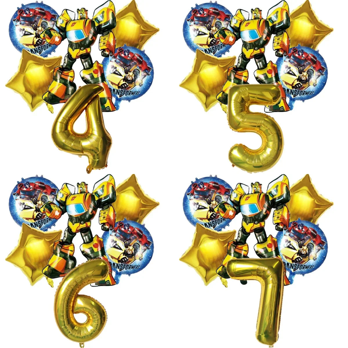 6pcs Transformers Optimus Prime Bumblebee Shaped Theme Aluminum Film Balloon Birthday Set Party Festival Background