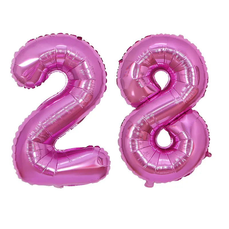 2Pcs 32 Inch Gold Silver Black Blue Pink Helium Foil Number Balloon 28 29 30 31 32 33 Happy Birthday Party Decoration Supplies