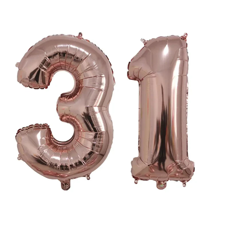 2Pcs 32 Inch Gold Silver Black Blue Pink Helium Foil Number Balloon 28 29 30 31 32 33 Happy Birthday Party Decoration Supplies