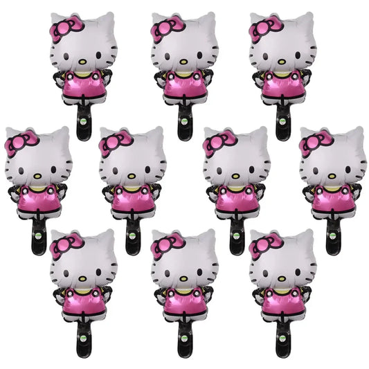 10pcs Mini Hello Kitty Balloons Birthday Party Decor Supplies Kawaii KT Cat Foil Balloon Kit Baby Shower Girls Gift Toys