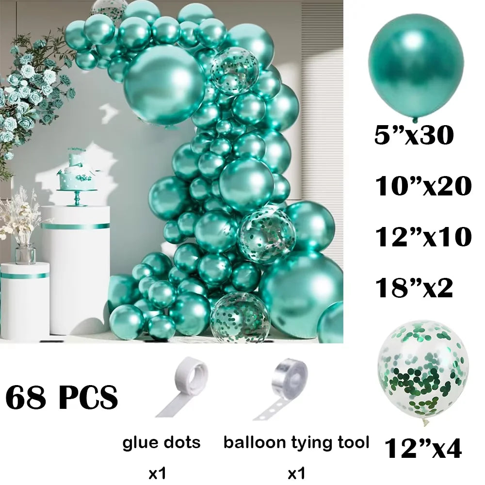 68Pcs Metallic Silver Balloons Garland Arch Kit Chrome Silver Confetti Latex Ballon Graduation Wedding Birthday Party Decoration