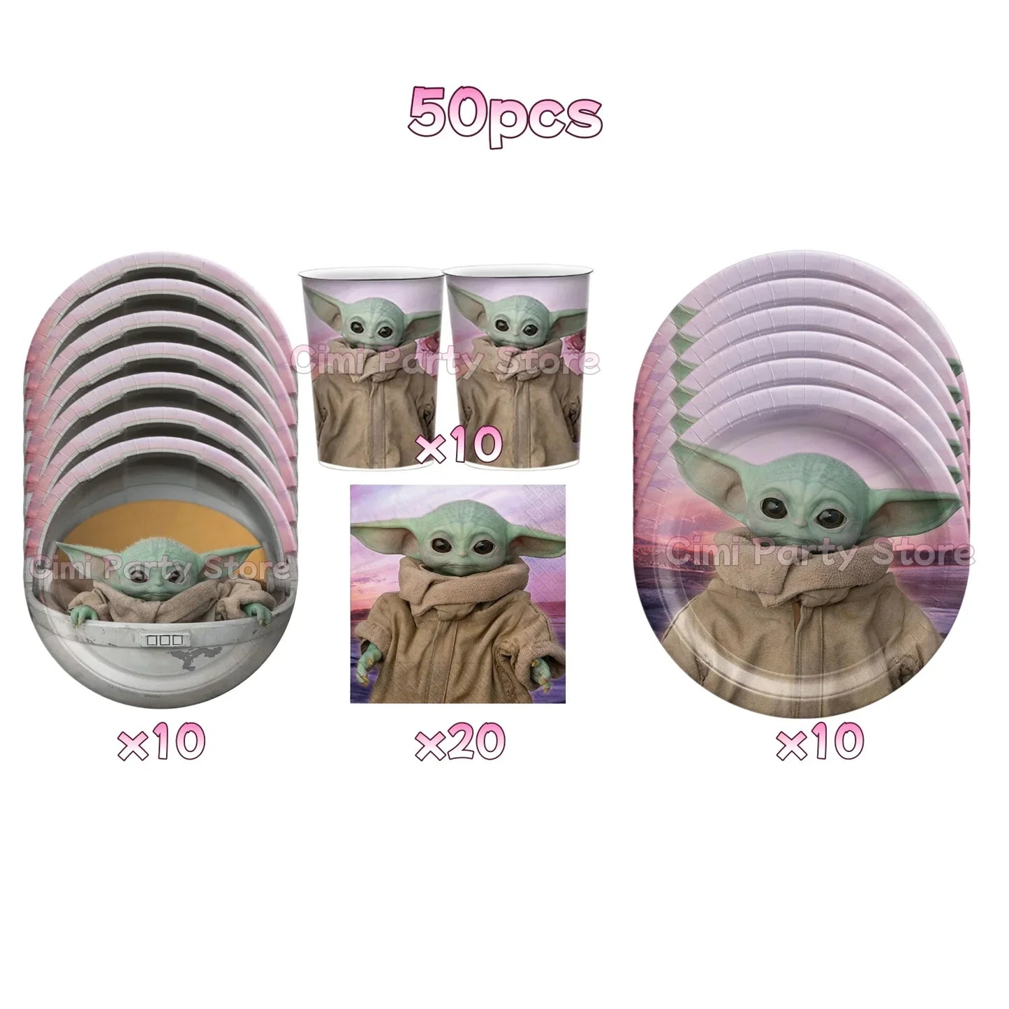 Cute Yodaes Baby Birthday Party Decorations Cup Plate Napkin Cake Topper Tablecloth Balloon Banner Favors Kids Boys Baby Shower