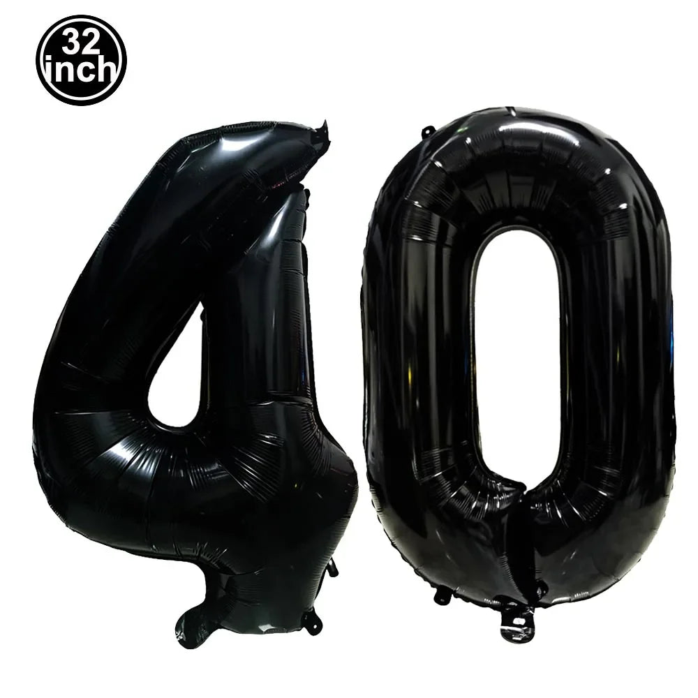 Number 40 Balloon 40 Digit Balloon Forty Blue Figure Green Globe 40th Birthday Big Large Red Rose Golden Black Colorful 32inch