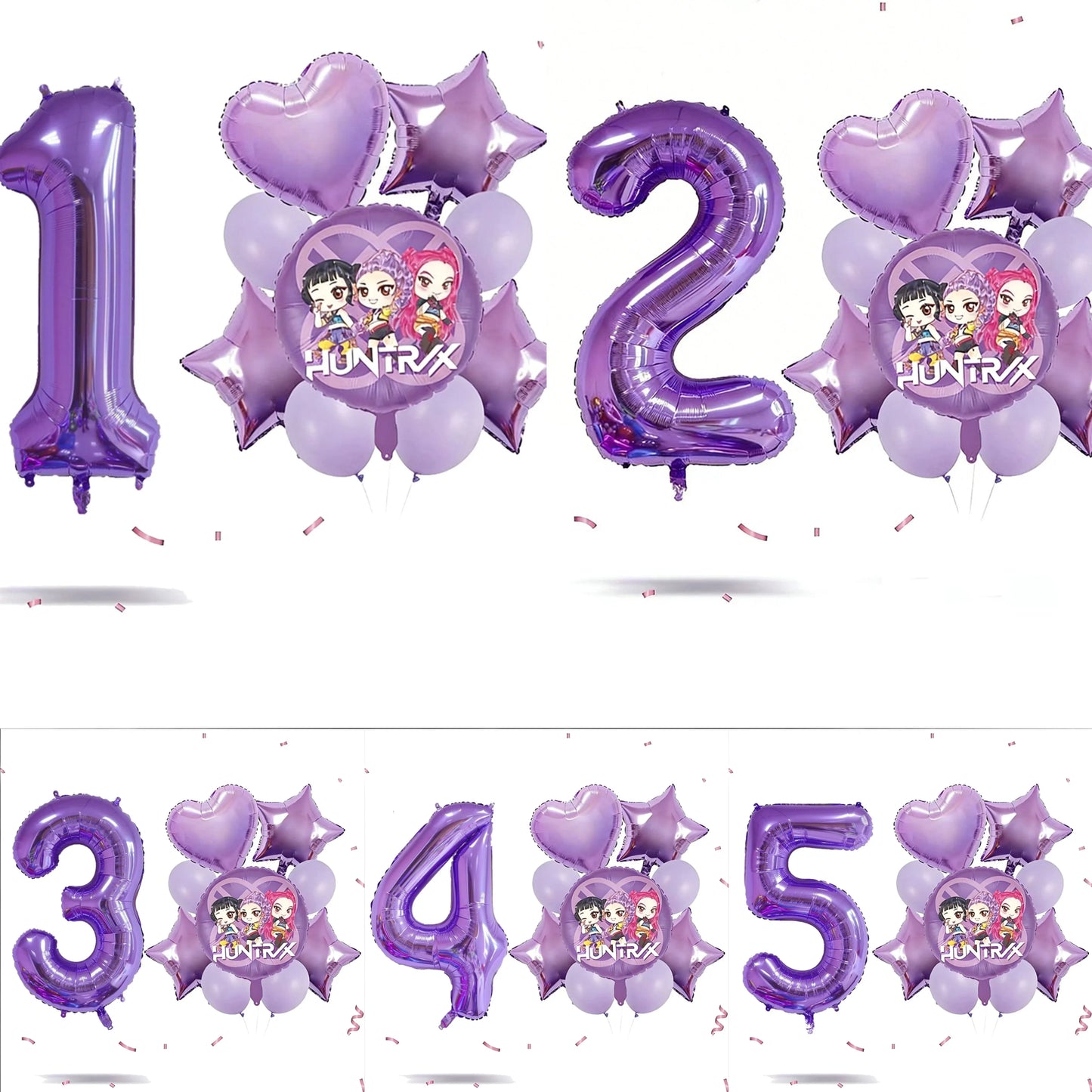 Kpop Dragon Zoey Balloon Arch Set Purple Number 1 8 Foil Balloons For Girls Birthday Party Baby Shower Decoration
