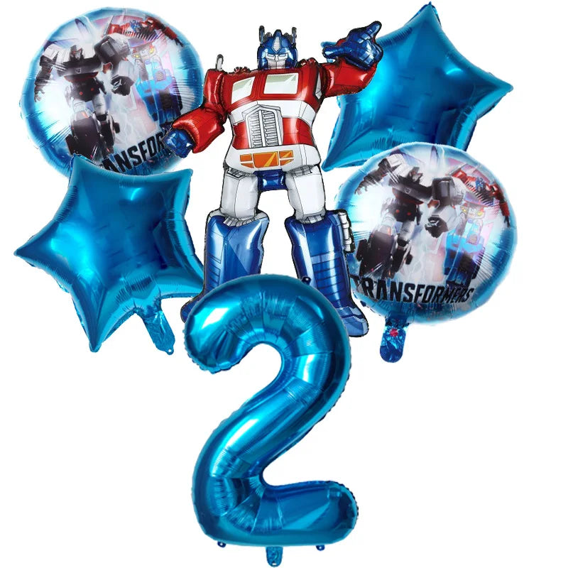 6pcs Transformers Optimus Prime Bumblebee Shaped Theme Aluminum Film Balloon Birthday Set Party Festival Background