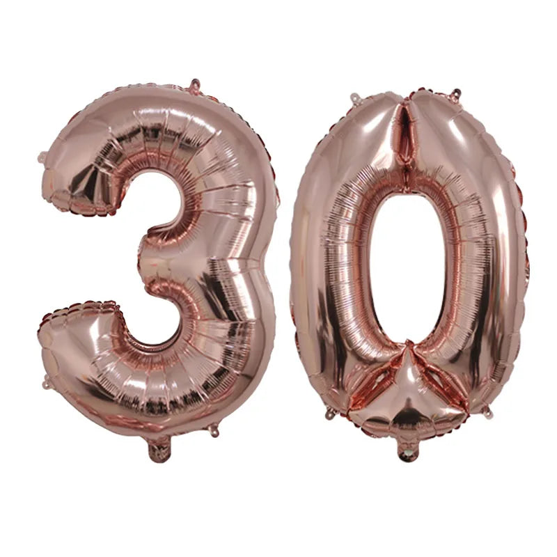 2Pcs 32 Inch Gold Silver Black Blue Pink Helium Foil Number Balloon 28 29 30 31 32 33 Happy Birthday Party Decoration Supplies
