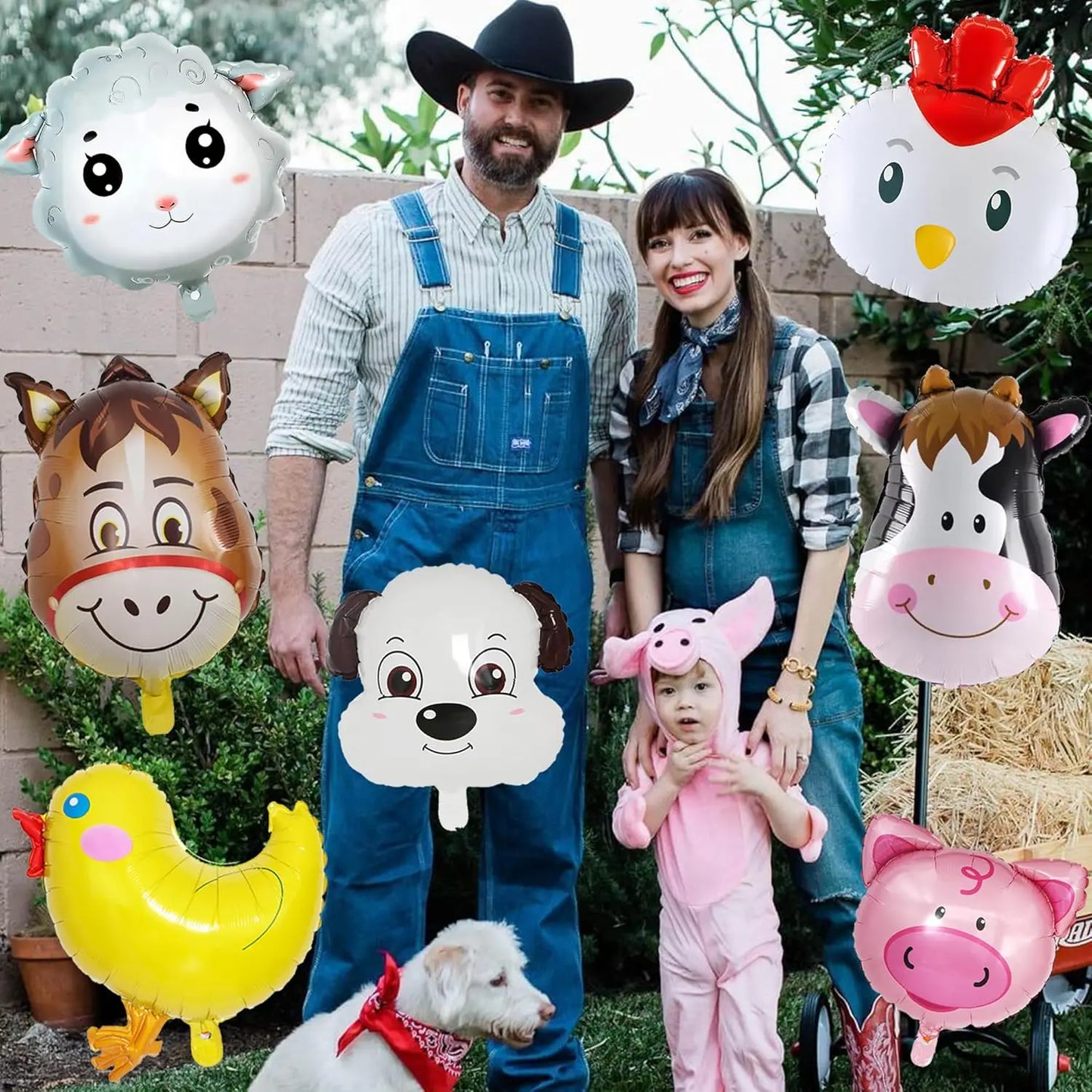 7pcs Farm Animal Balloons for Farm Birthday Party Decorations Supplies Cow Donkey Sheep Pig Chicken Foil Balloon Baby Shower