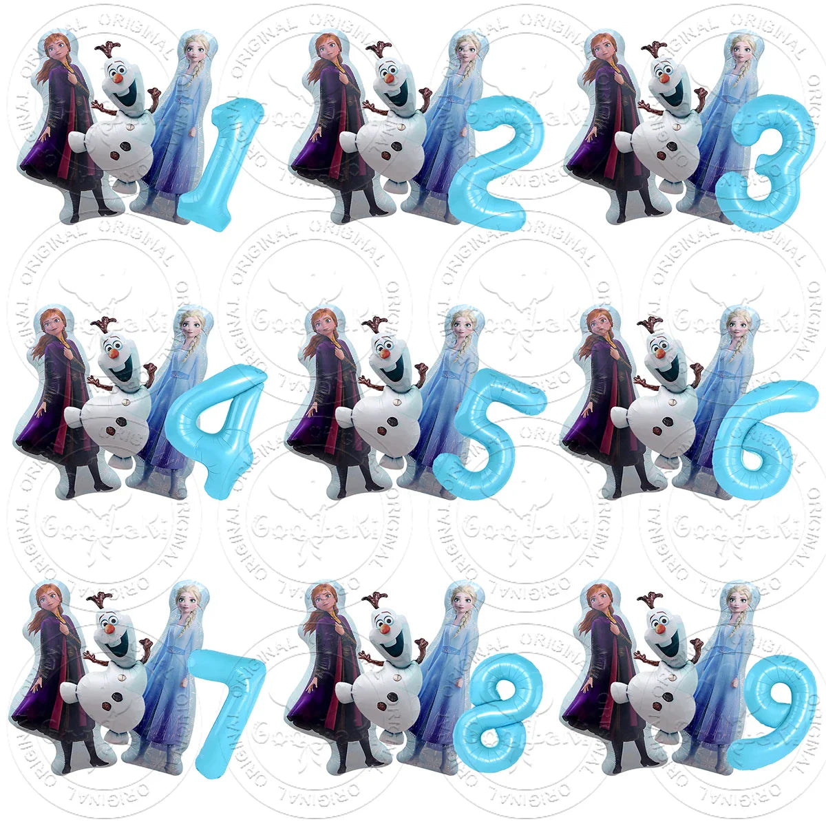Frozen Queen Theme Foil Balloon Set 32inch Blue Number Foil Balloon Elsa Anna Olaf Balloon Baby Shower Birthday Party Decoration