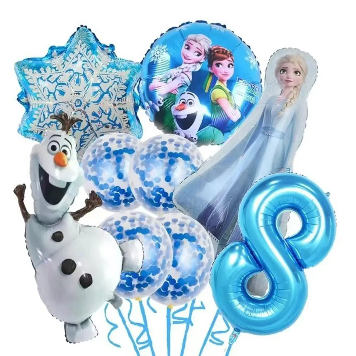 Frozen Foil Balloons Garland Arch Kit Blue Anime Number 1-9th Birthday Party Decor for Girls Wedding Baby Shower Party Supplies