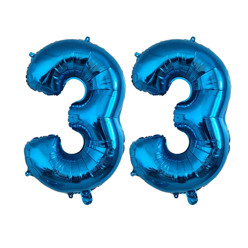 2Pcs 32 Inch Gold Silver Black Blue Pink Helium Foil Number Balloon 28 29 30 31 32 33 Happy Birthday Party Decoration Supplies