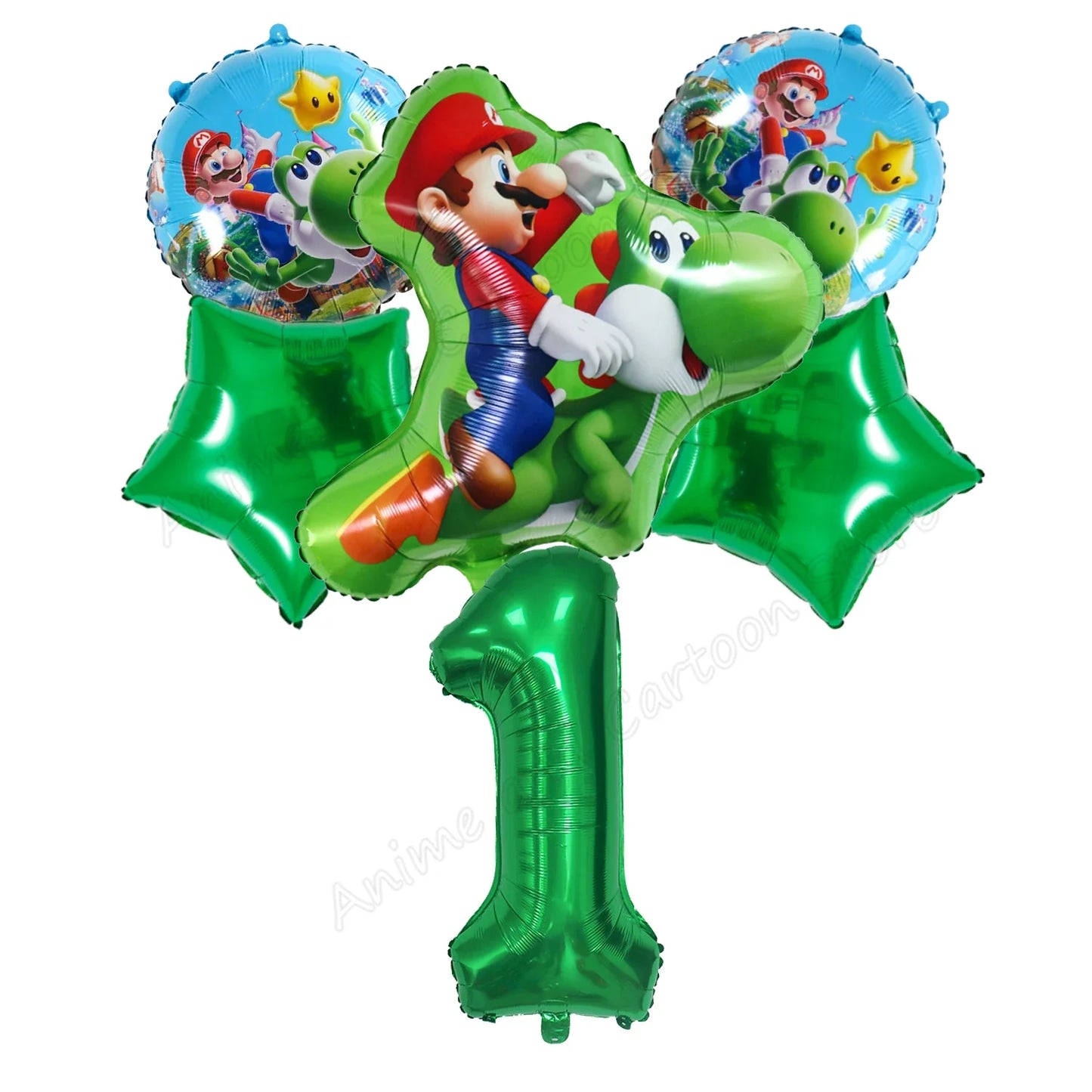 Super Mario Bros Birthday Ballons 6pcs Set Anime Aluminum Foil Balloon Number Balloons Party Decoration Photographic Props Gift