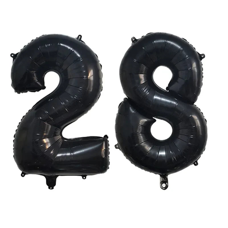 2Pcs 32 Inch Gold Silver Black Blue Pink Helium Foil Number Balloon 28 29 30 31 32 33 Happy Birthday Party Decoration Supplies