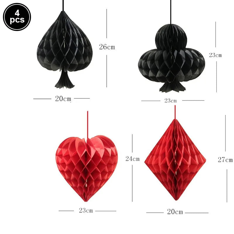 Casino Party Decoration Poker Honeycomb Ball Poker Card Garlands Balloons Casino Las Vegas Themed Adult Birthday Party Supplies