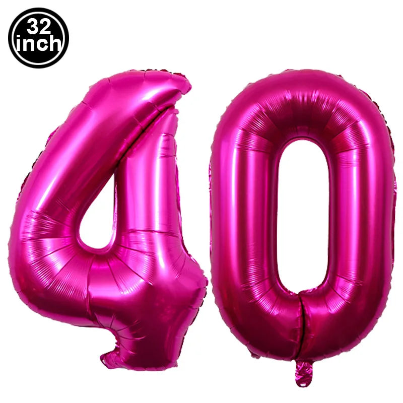 Number 40 Balloon 40 Digit Balloon Forty Blue Figure Green Globe 40th Birthday Big Large Red Rose Golden Black Colorful 32inch