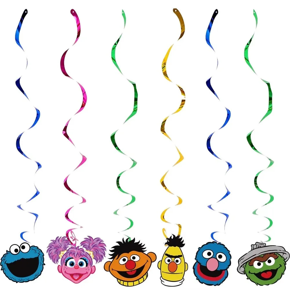 Cute S&Sesames Street Birthday Party Decorations Moster Theme Tableware Cake Topper Balloon Party Favors Kids Baby Shower Decor