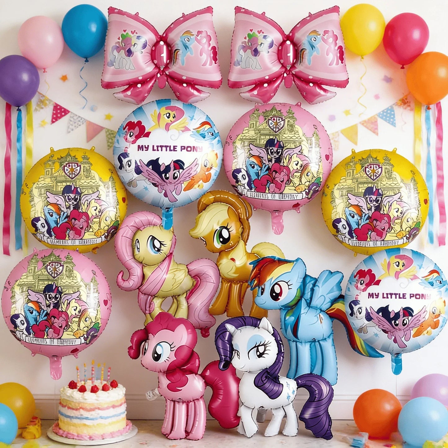 13pcs My Little Pony Themed Birthday Party Festival Decoration Balloons Pony Character Large Set for Celebrations