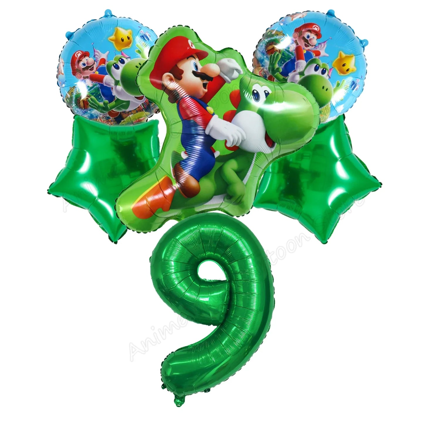 Super Mario Bros Birthday Ballons 6pcs Set Anime Aluminum Foil Balloon Number Balloons Party Decoration Photographic Props Gift