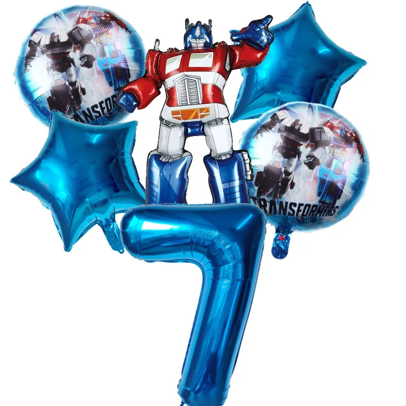 6pcs Transformers Optimus Prime Bumblebee Shaped Theme Aluminum Film Balloon Birthday Set Party Festival Background