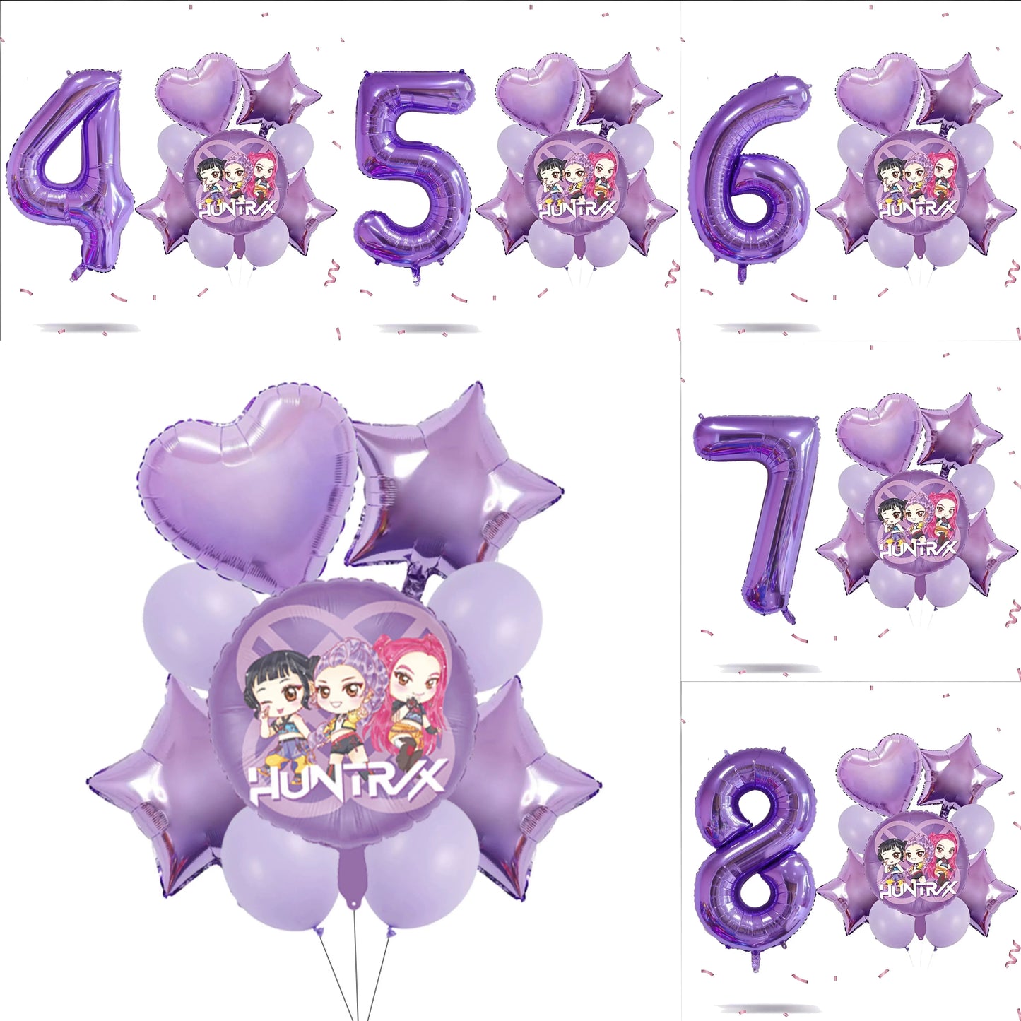 Kpop Dragon Zoey Balloon Arch Set Purple Number 1 8 Foil Balloons For Girls Birthday Party Baby Shower Decoration