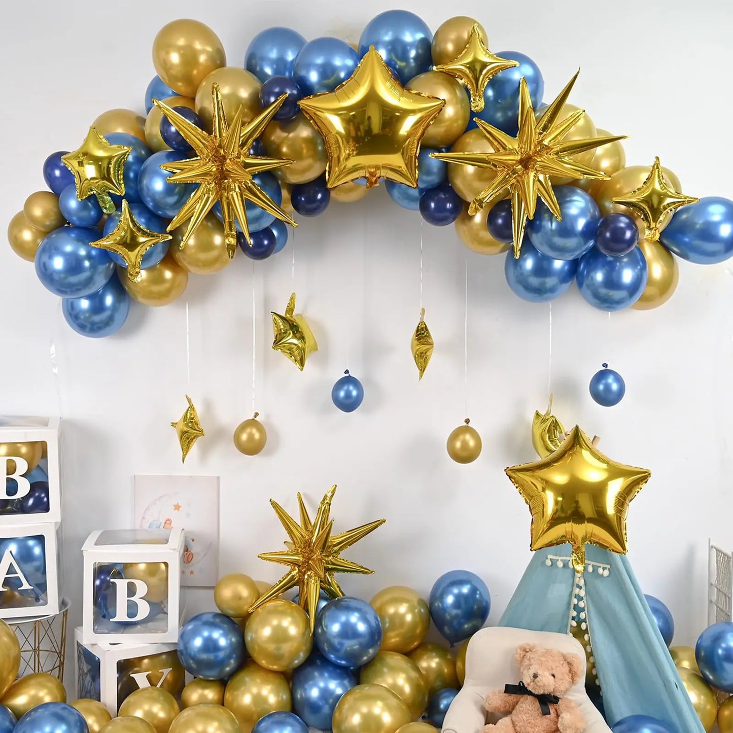 13pcs 22 inch Metallic Gold Explosion Star Aluminum Film Balloons Anniversary Wedding Birthday Party Decoration Balloons