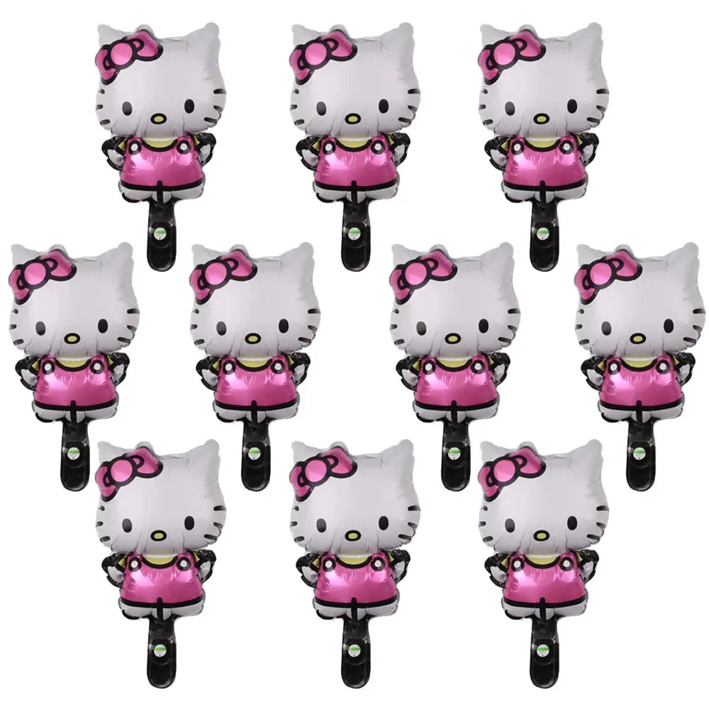 10pcs Mini Hello Kitty Balloons Birthday Party Decor Supplies Kawaii KT Cat Foil Balloon Kit Baby Shower Girls Gift Toys