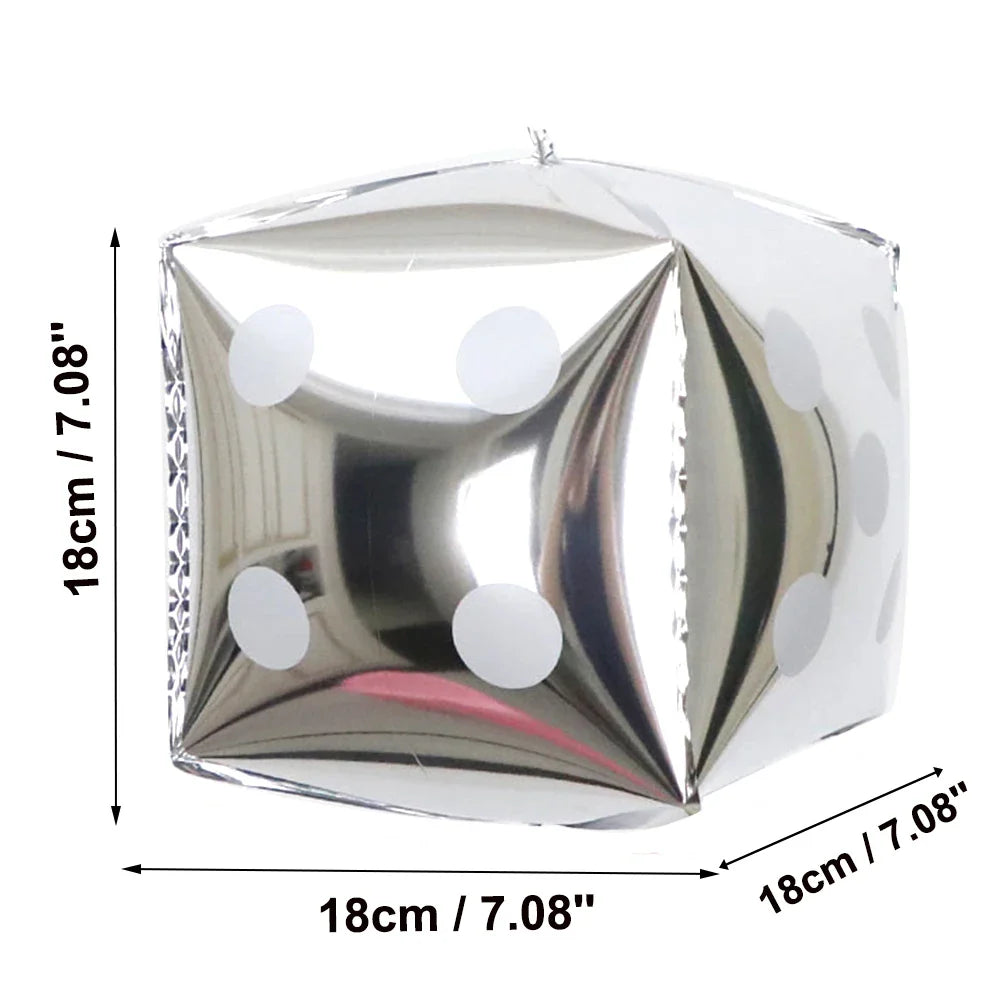 2/6/10pcs/lot 18cm Cube Foil Balloons Dice Foil Ballon Casino Theme Party Adult Birthday Decor Las Vegas Party Poker Theme Party