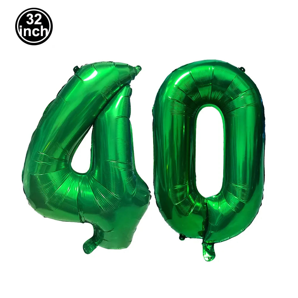 Number 40 Balloon 40 Digit Balloon Forty Blue Figure Green Globe 40th Birthday Big Large Red Rose Golden Black Colorful 32inch