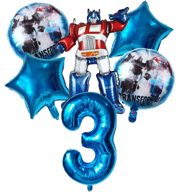 6pcs Transformers Optimus Prime Bumblebee Shaped Theme Aluminum Film Balloon Birthday Set Party Festival Background