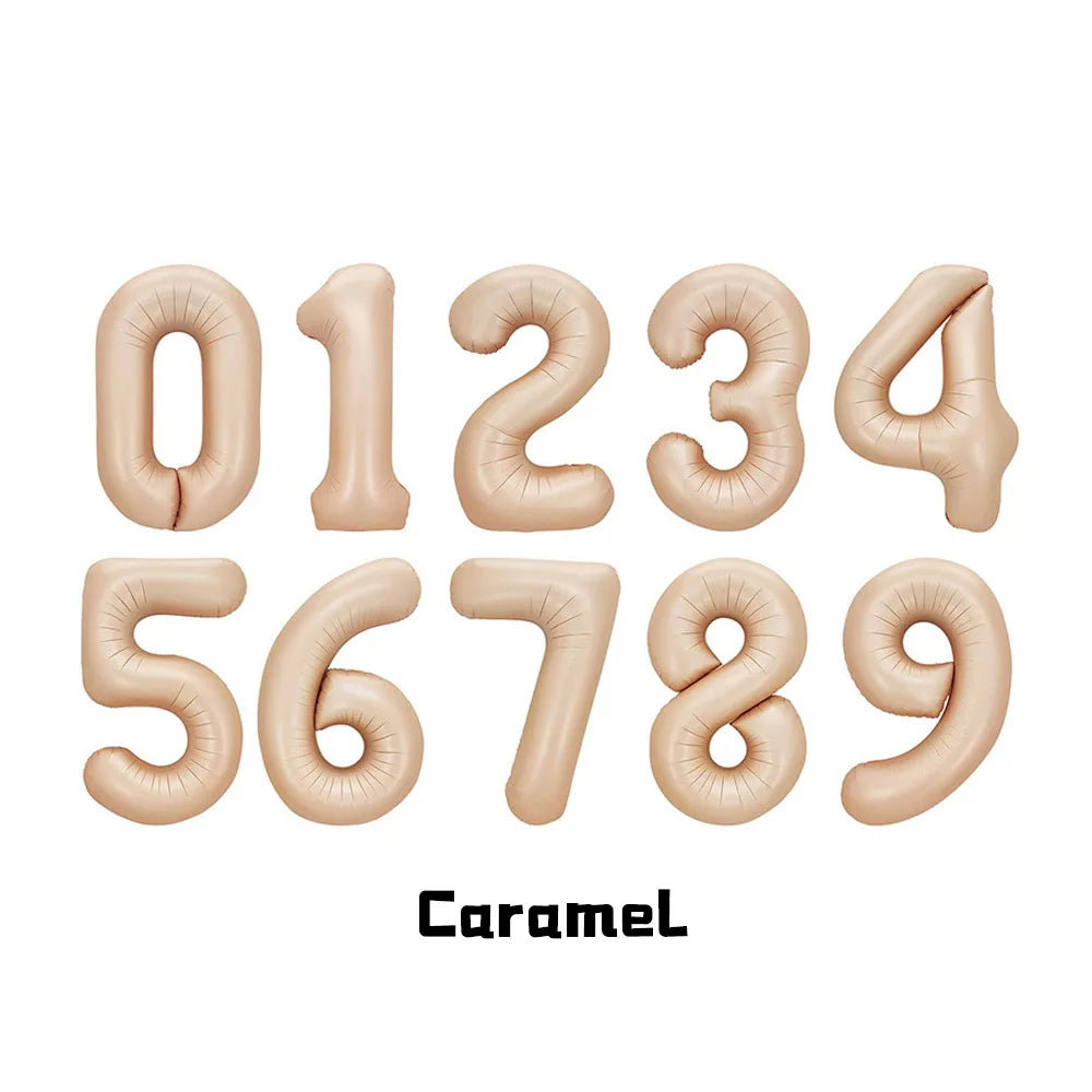 1Pcs Cream Number Birthday Balloons 32/40inch White Brown Caramel Beige Large Number Foil Balloon for Birthday Anniversary Decor