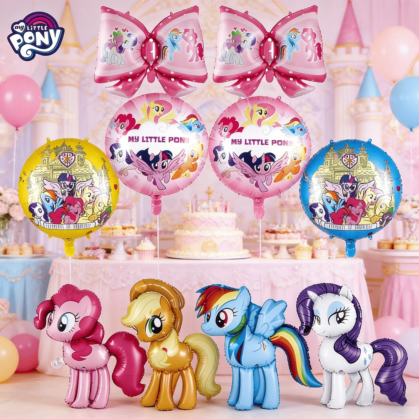 13pcs My Little Pony Themed Birthday Party Festival Decoration Balloons Pony Character Large Set for Celebrations