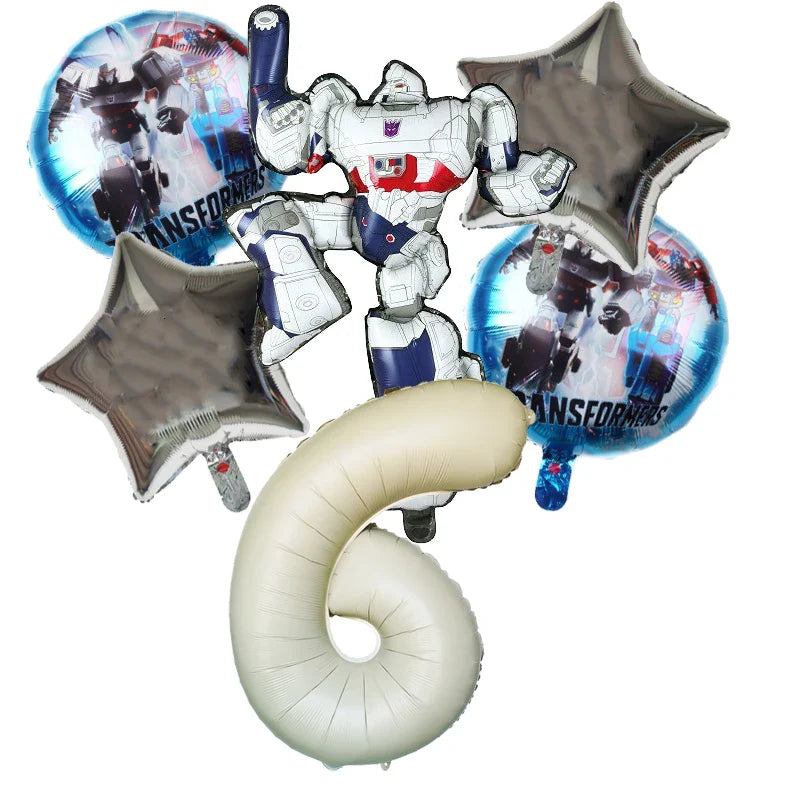 6pcs Transformers Optimus Prime Bumblebee Shaped Theme Aluminum Film Balloon Birthday Set Party Festival Background