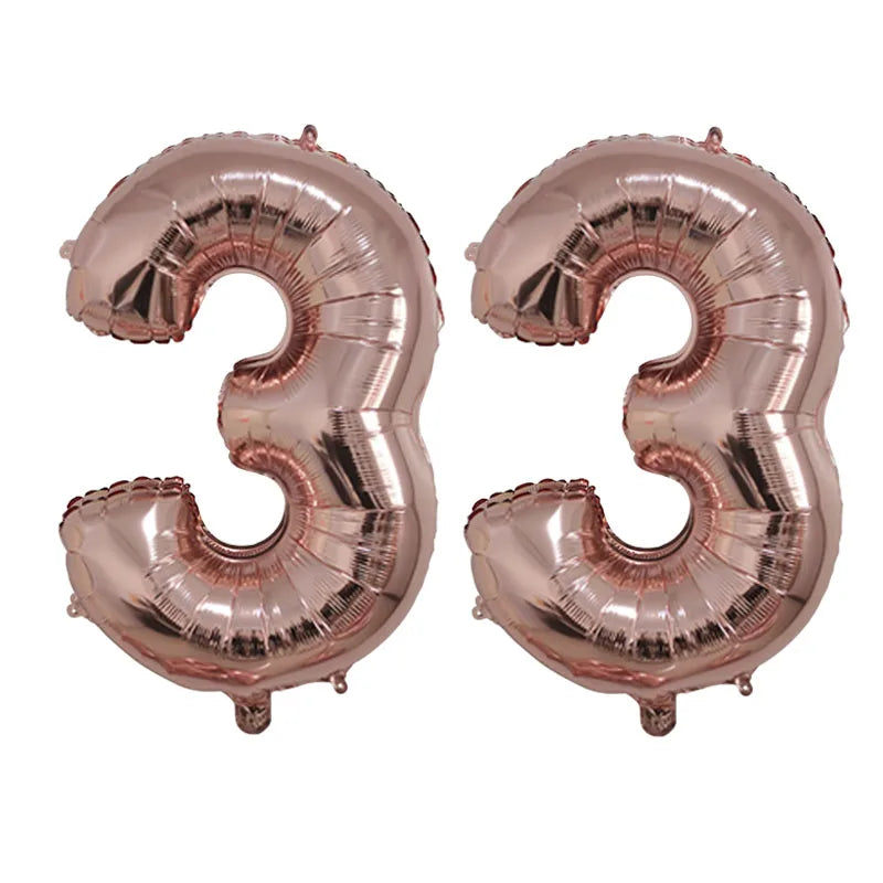 2Pcs 32 Inch Gold Silver Black Blue Pink Helium Foil Number Balloon 28 29 30 31 32 33 Happy Birthday Party Decoration Supplies