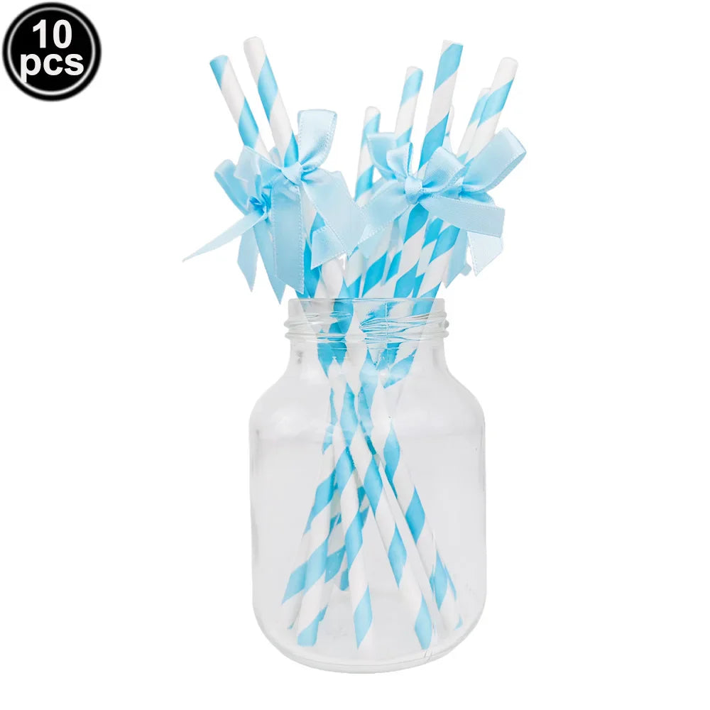 Blue Bow Birthday Party Decor Girl's Bow Birthday Decor Blue Bow Balloons Banner Garland Cake Toppers Bow Themed Party Decor