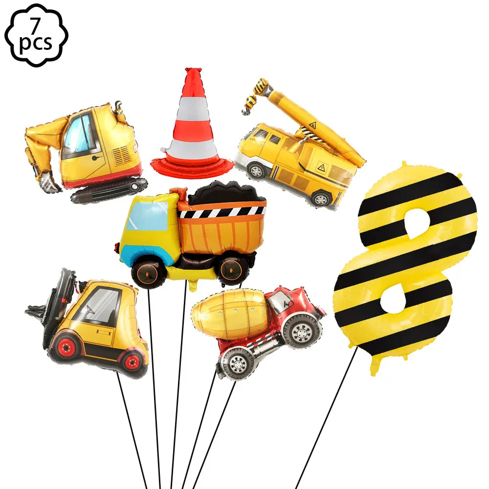 Construction Birthday Banner garland Construction Vehicles Truck Balloon Boys Birthday Party Decor Construction Party Decoration