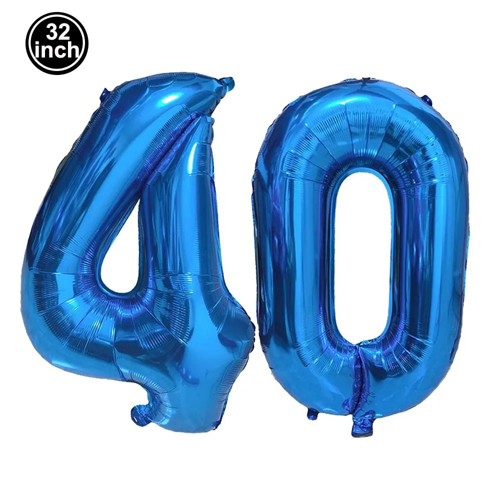 Number 40 Balloon 40 Digit Balloon Forty Blue Figure Green Globe 40th Birthday Big Large Red Rose Golden Black Colorful 32inch