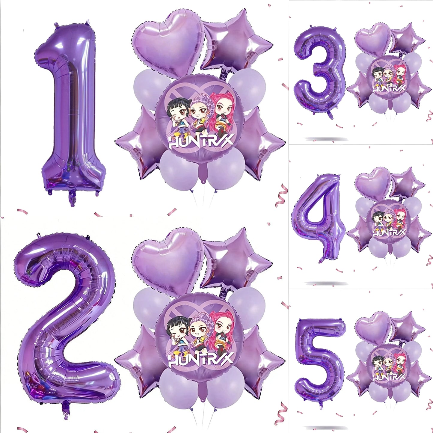 Kpop Dragon Zoey Balloon Arch Set Purple Number 1 8 Foil Balloons For Girls Birthday Party Baby Shower Decoration