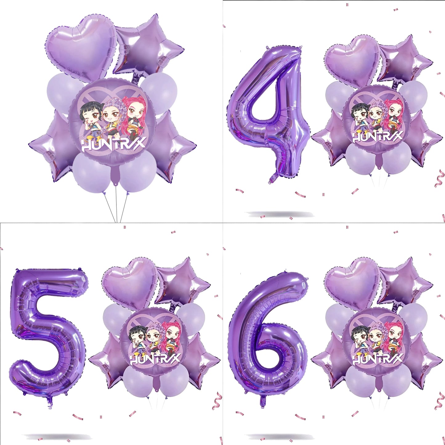 Kpop Dragon Zoey Balloon Arch Set Purple Number 1 8 Foil Balloons For Girls Birthday Party Baby Shower Decoration