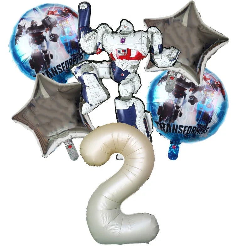 6pcs Transformers Optimus Prime Bumblebee Shaped Theme Aluminum Film Balloon Birthday Set Party Festival Background