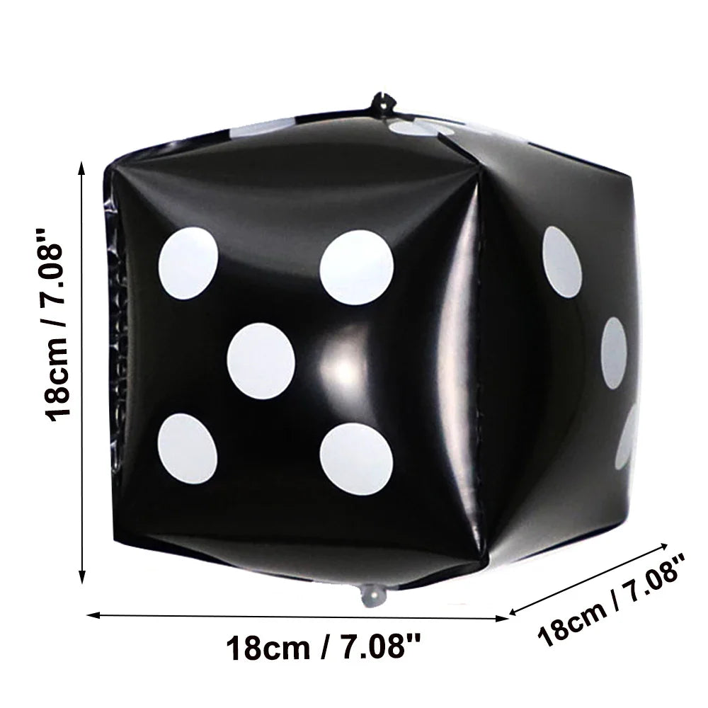 2/6/10pcs/lot 18cm Cube Foil Balloons Dice Foil Ballon Casino Theme Party Adult Birthday Decor Las Vegas Party Poker Theme Party