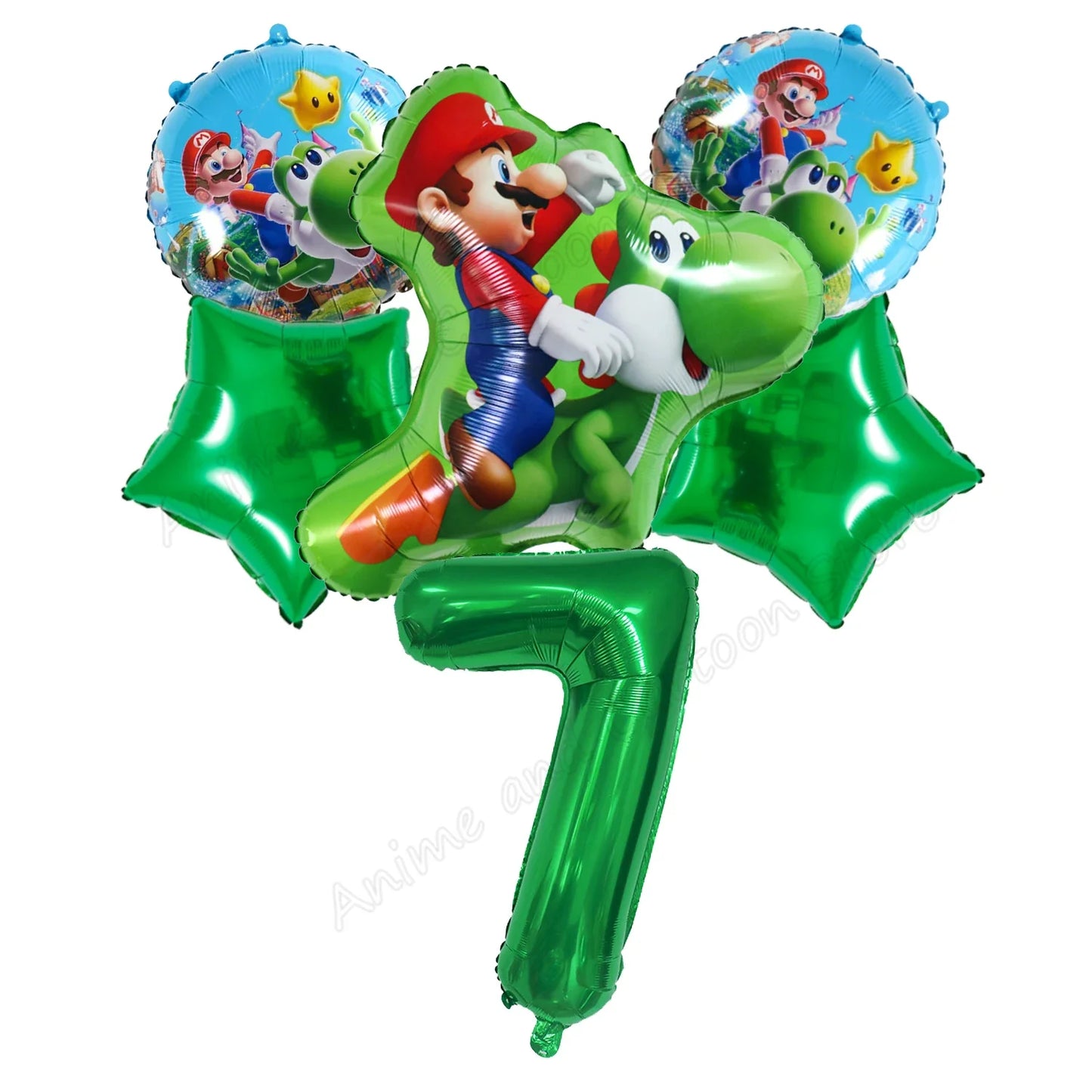 Super Mario Bros Birthday Ballons 6pcs Set Anime Aluminum Foil Balloon Number Balloons Party Decoration Photographic Props Gift